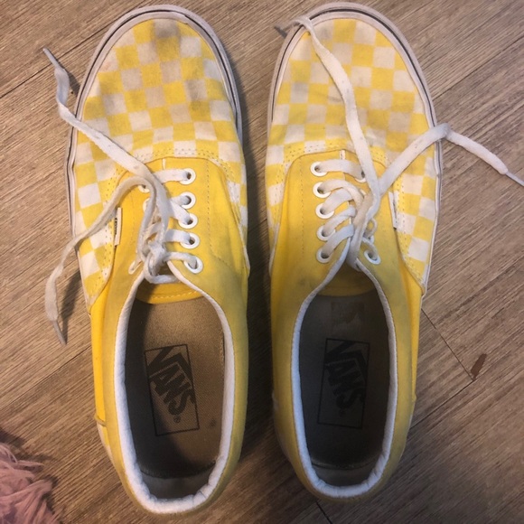 yellow checkered vans shoes